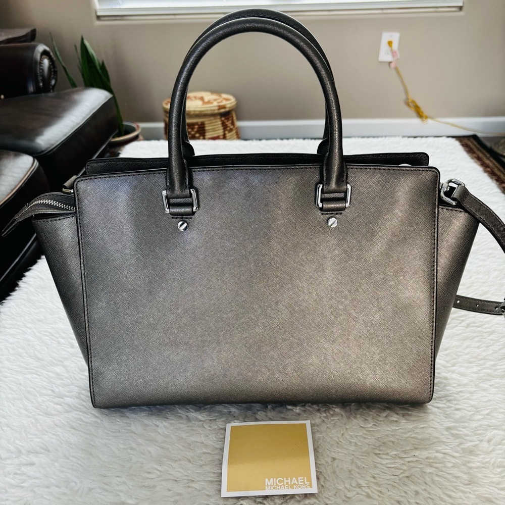 Michael Kors Metallic Olive Brown Satchel/Shoulder Bag - Picture 11 of 16